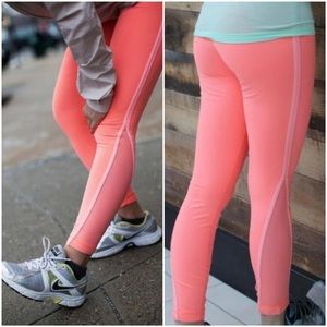 Rare lululemon run pace leggings coral and orange